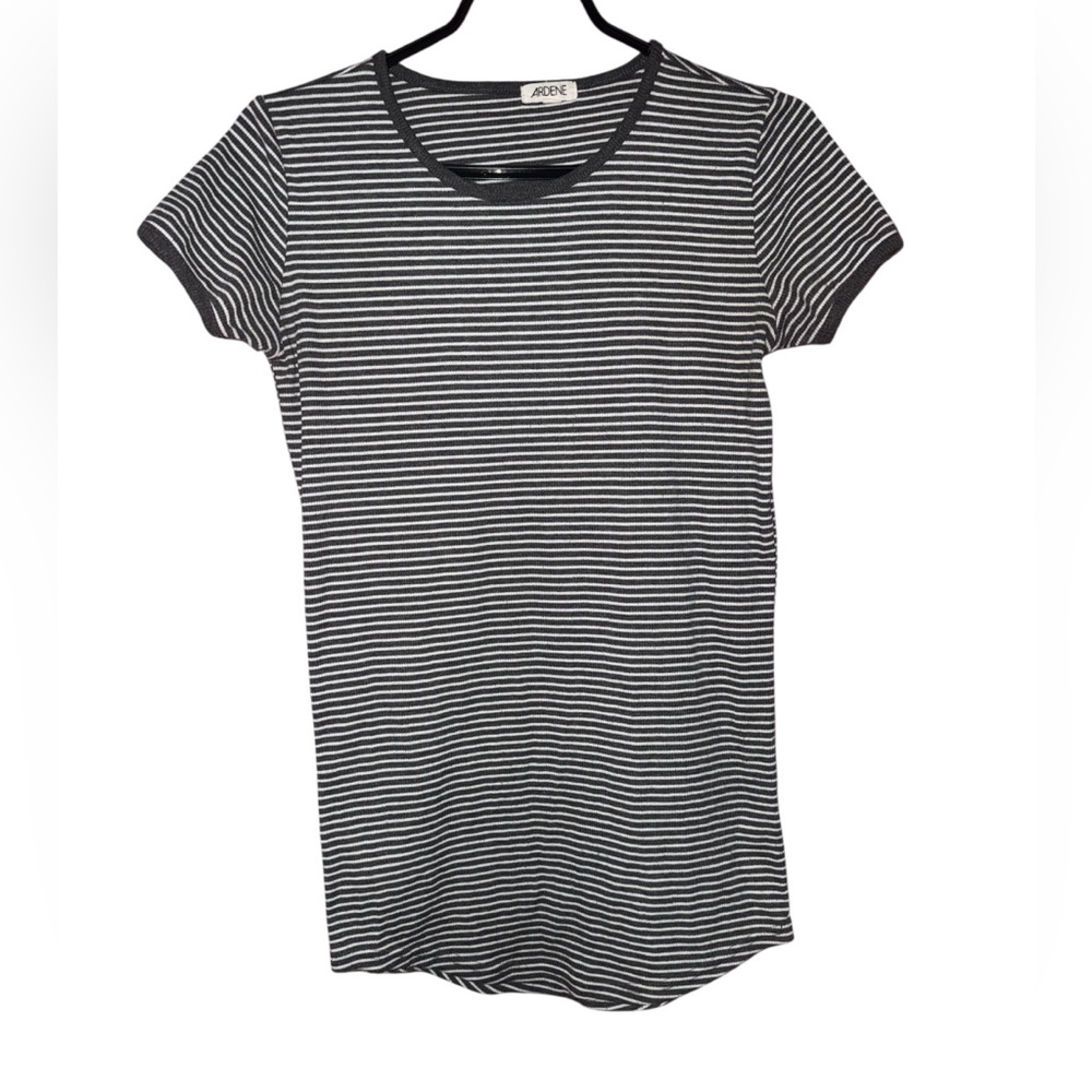 Ardene Neutral Striped Crew Neck T-Shirt Sz S